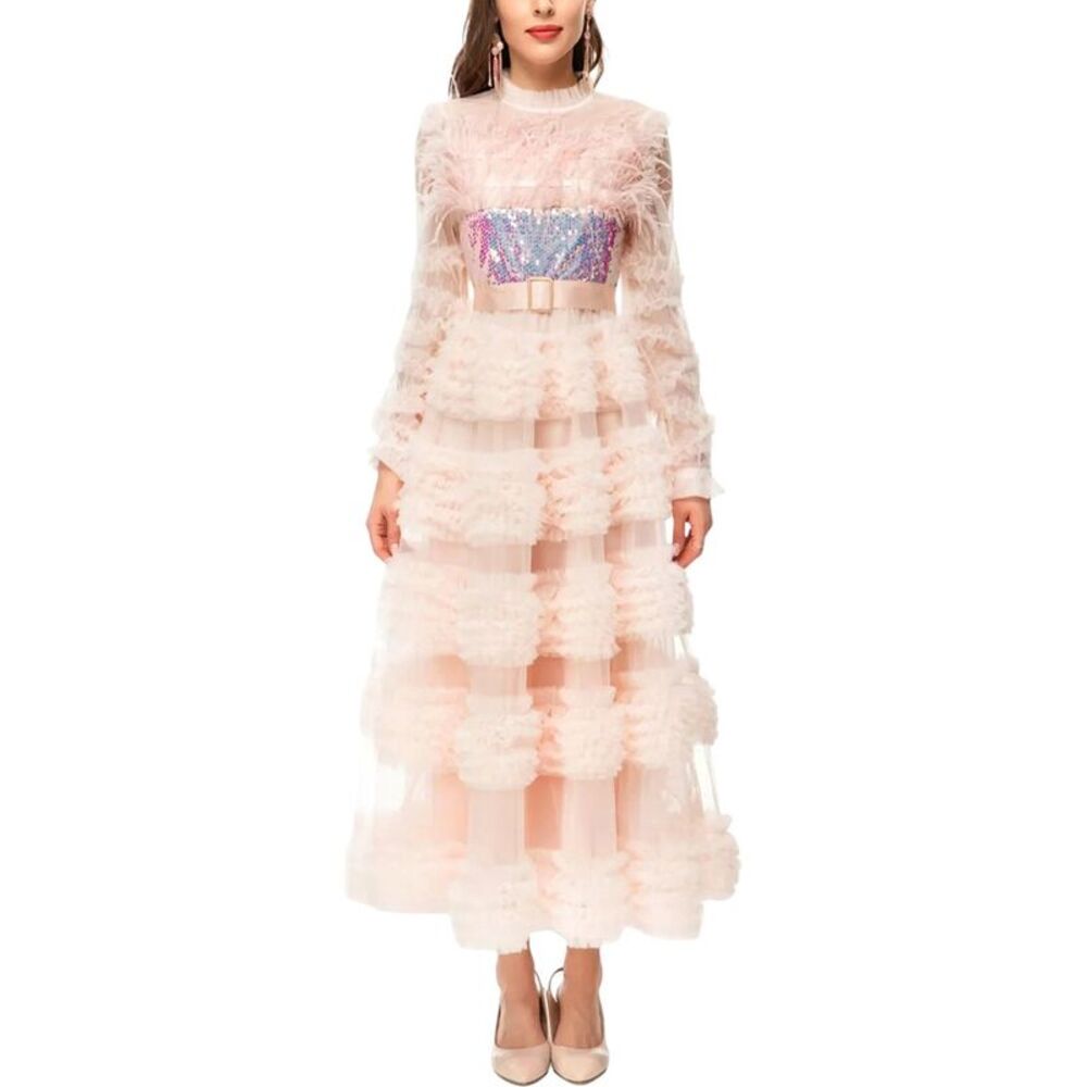 Burryco Womens  Pink Maxi Dress, Pink